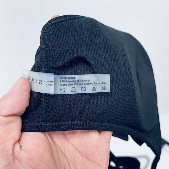 Zaful Bikini Size S Women’s Ruffle Swinsuit High Waist Side Tie Two Pieces Black - Picture 10 of 13